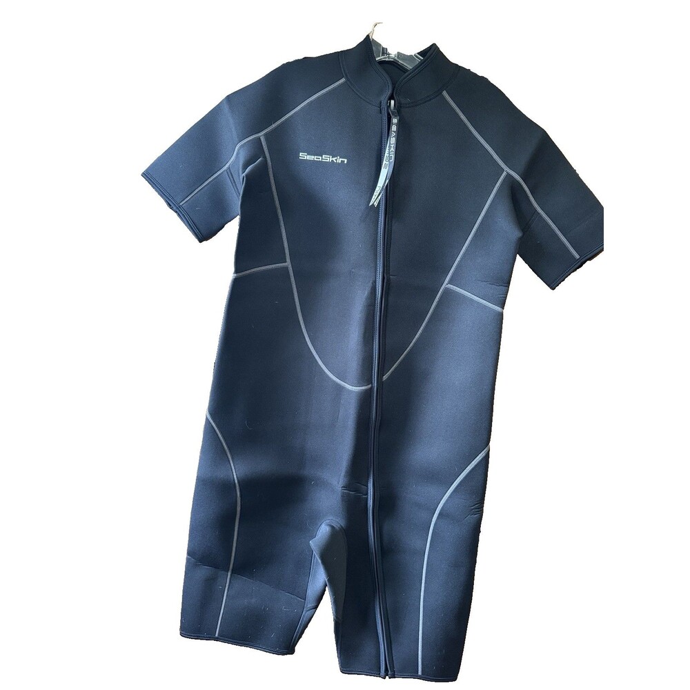 Seaskin Mens 3mm Shorty Wetsuit, Diving Suit Front Zip. Size 2XL